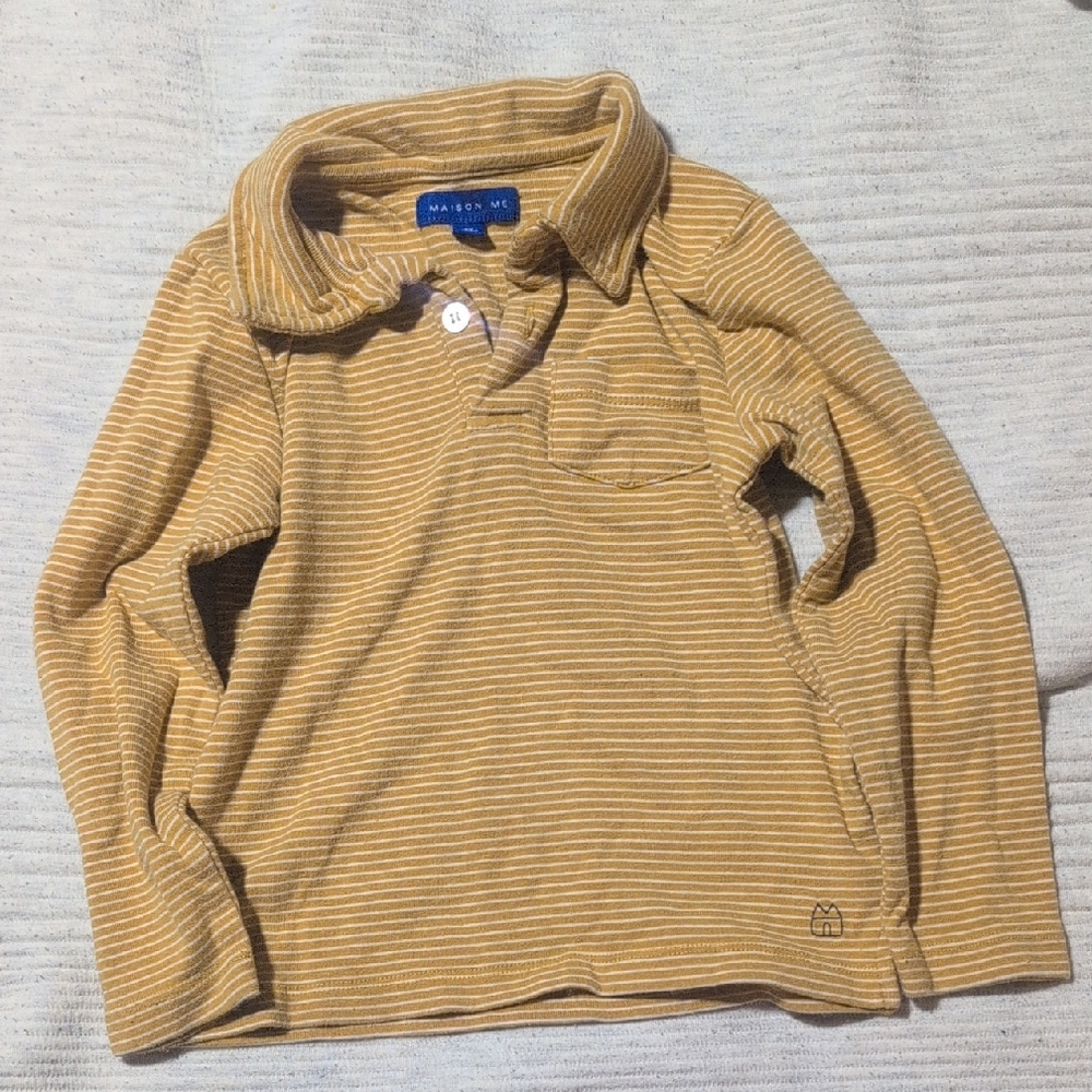 Maison Me Kids Striped Tan Shirt